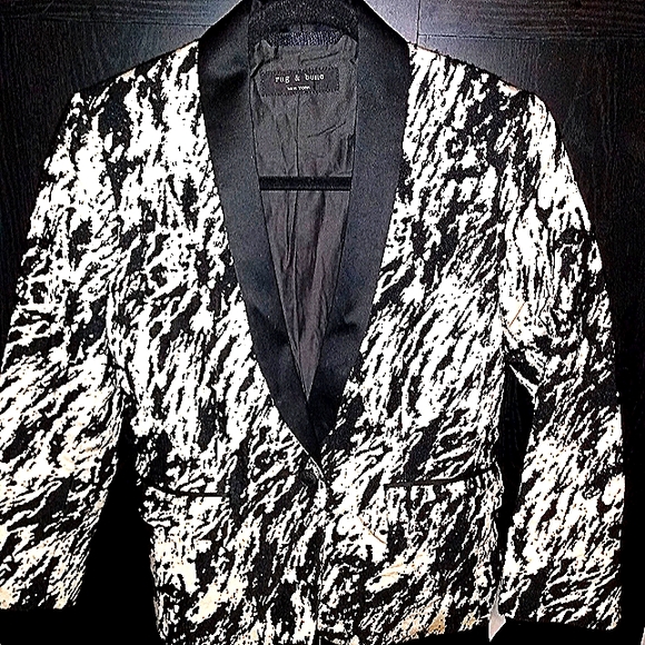 Ladies blazer sz 4/6 Black & White wool - Picture 1 of 2